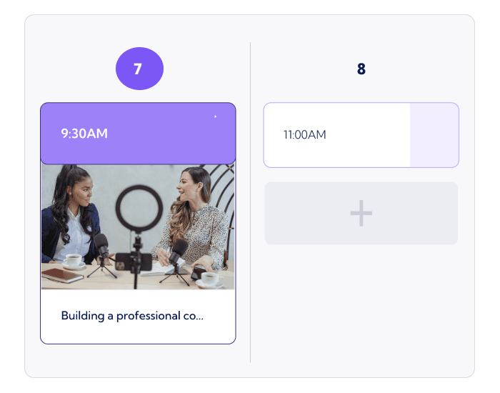 Section from Vulse platform where the user can schedule posts in advance